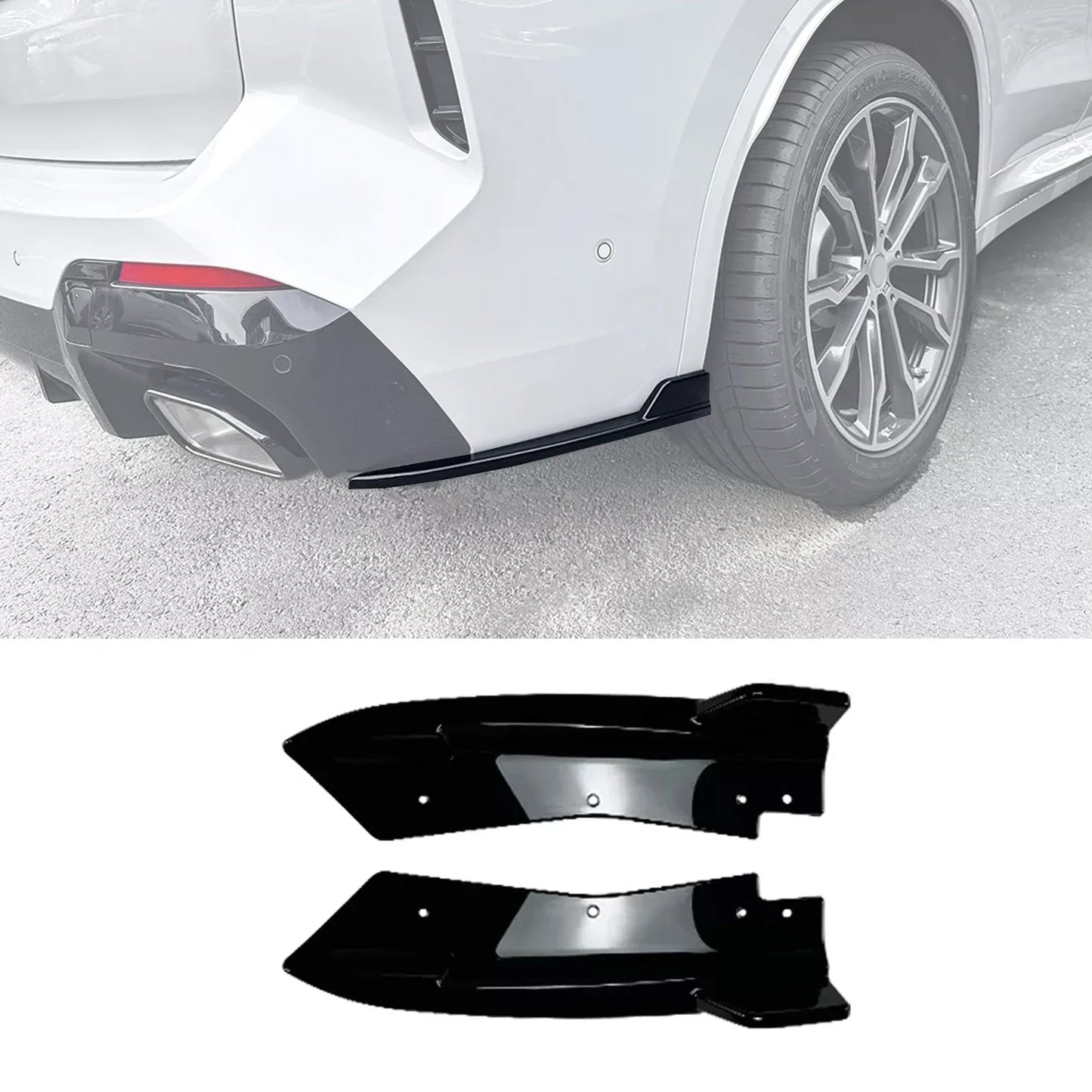 BMW X3 G01 LCI 2021-2024 M-Sport Rear Bumper Corner Splitters Spats In Gloss Black