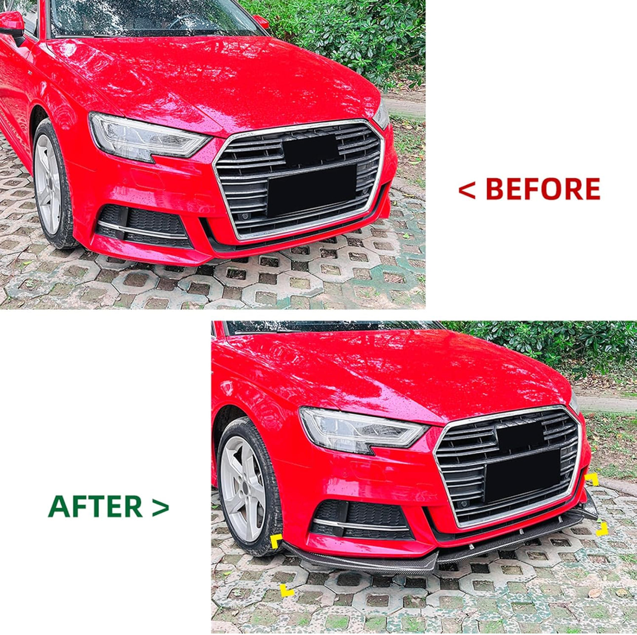 Audi A3/S3 8V S-Line 2017-2020 Gloss Black Front Splitter 3 Piece