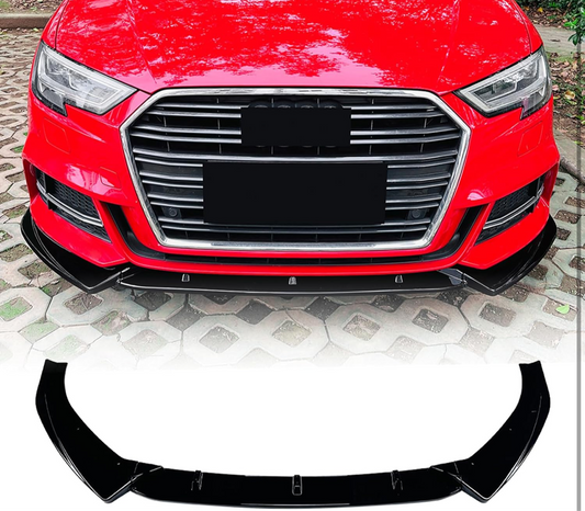 Audi A3/S3 8V S-Line 2017-2020 Gloss Black Front Splitter 3 Piece