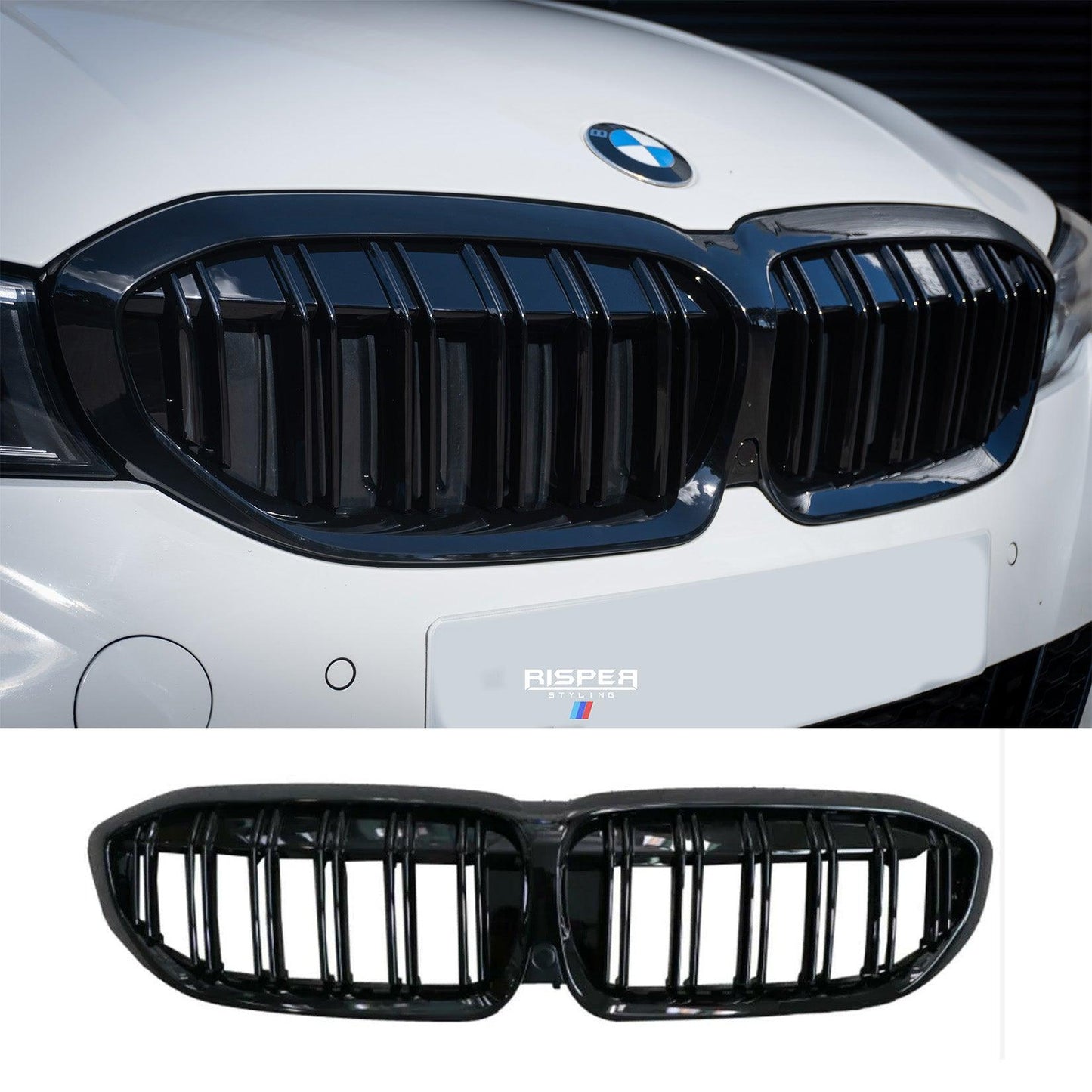 BMW 3 Series G20/G21 2018-2021 M3 Style Front Grill Gloss Black Double Slat