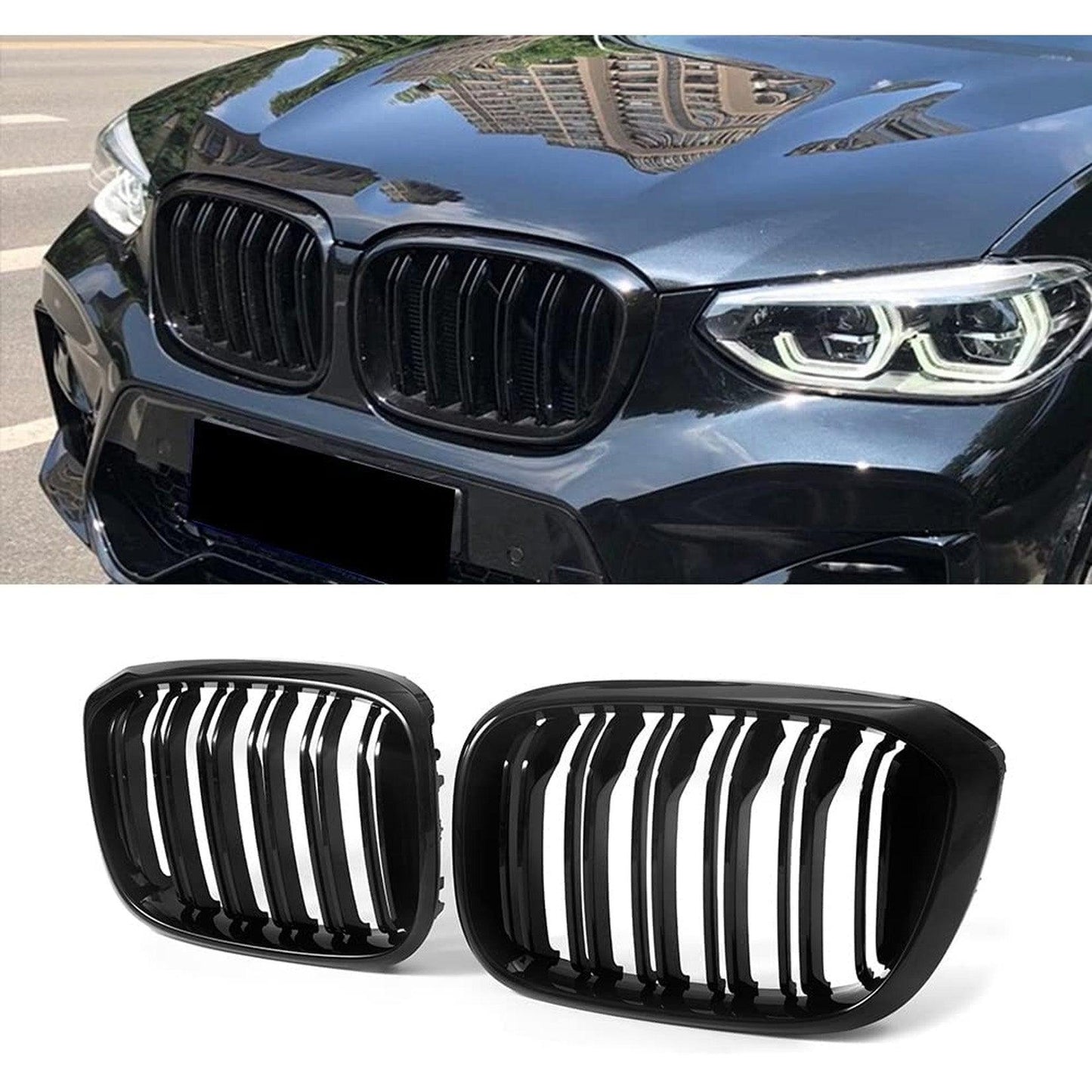 BMW X3 G01 / X4 G02 2018-2021 - Gloss Black M Dual Slat Kidney Grill