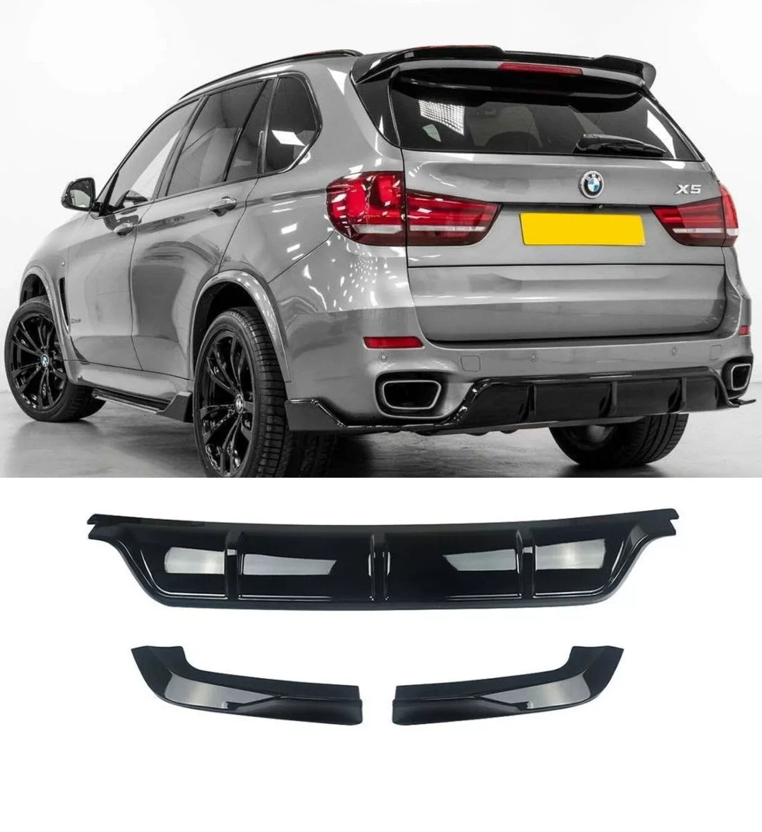 BMW X5 F15 2013-2018 Rear Diffuser Splitter Spoiler Gloss Black