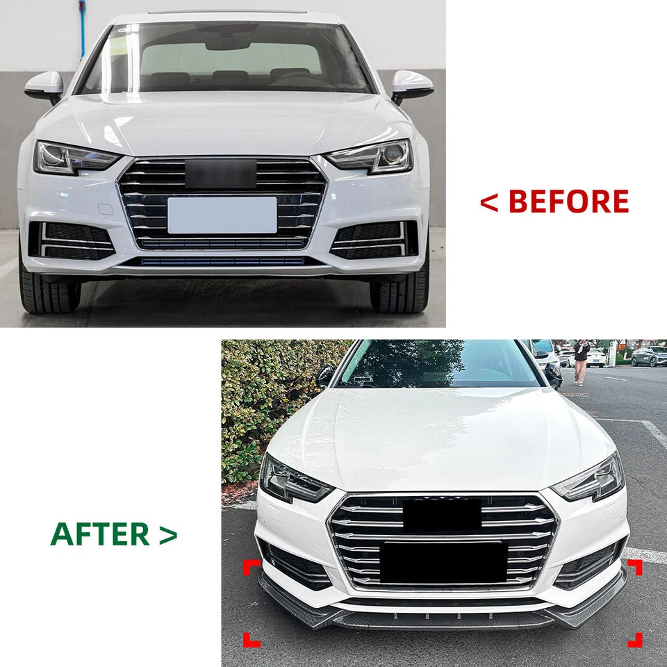 Audi A4/S4 B9 S-Line 2016-2019 Gloss Black Front Splitter Spoiler Lip