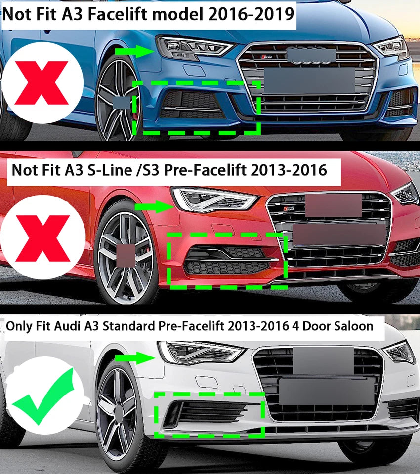 Audi A3 8V Standard 2012-2017 Gloss Black Front Splitter Spoiler Lip