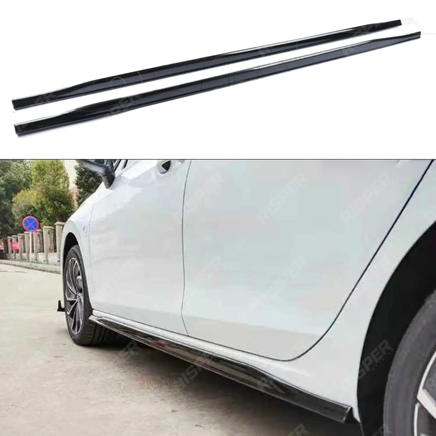 Volkswagen Golf MK8/MK8.5 GTI Style Side Skirts - Transform to GTI Look In Gloss Black
