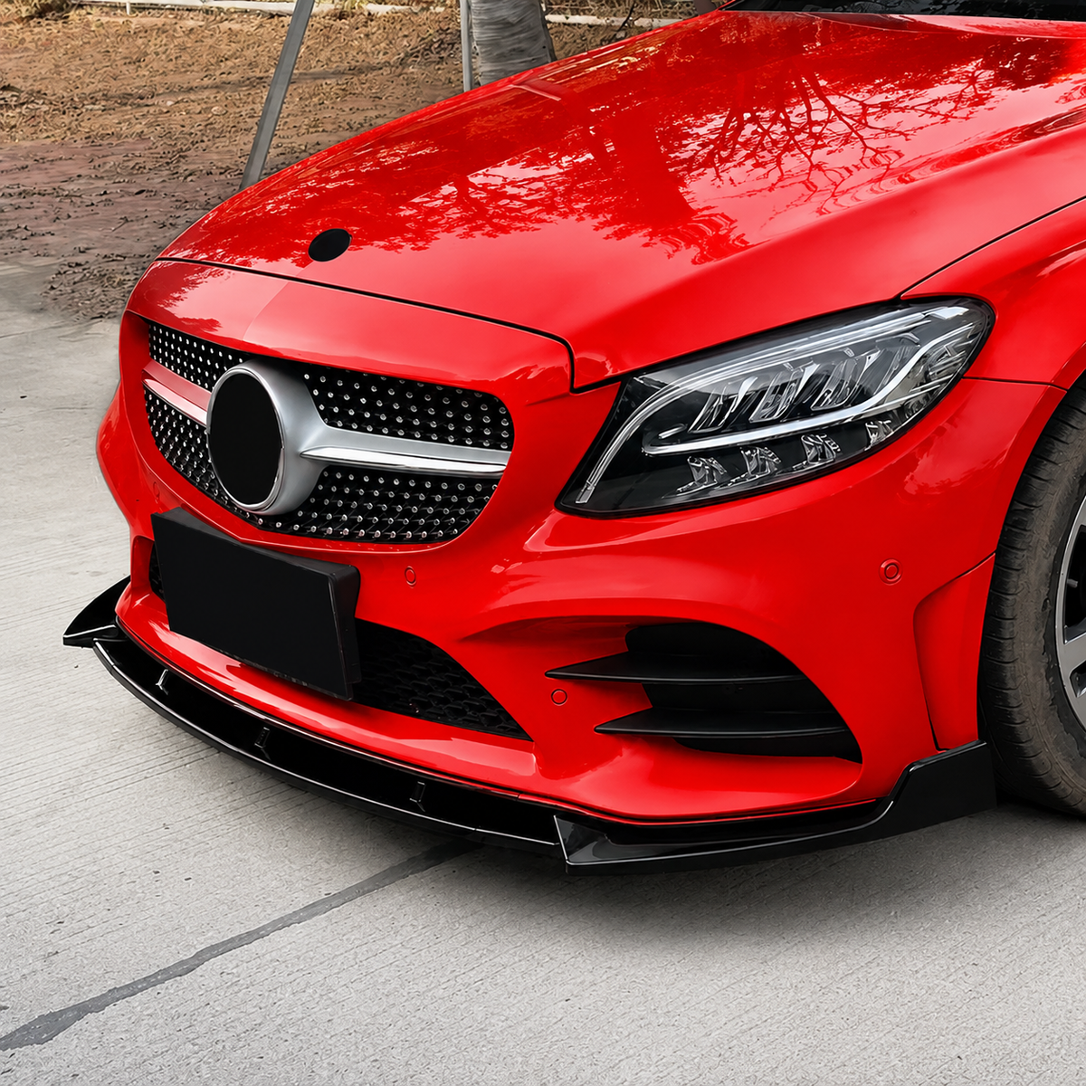 Mercedes C-Class W205 2018-2021 Facelift Gloss Black Front Splitter