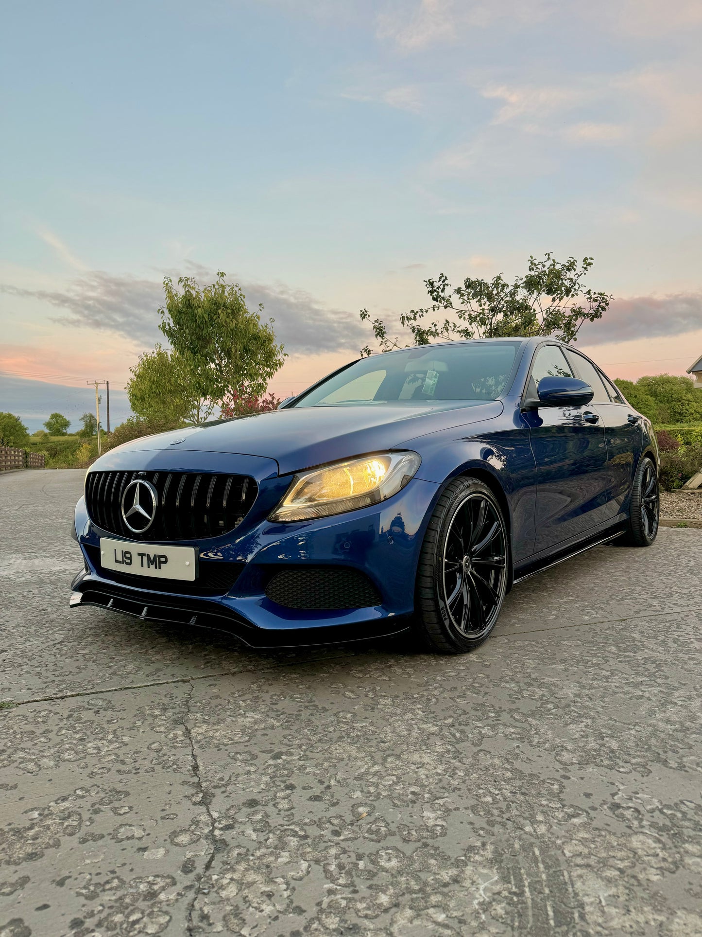 Mercedes C-Class W205 Gloss Black Front Splitter - For Standard Model