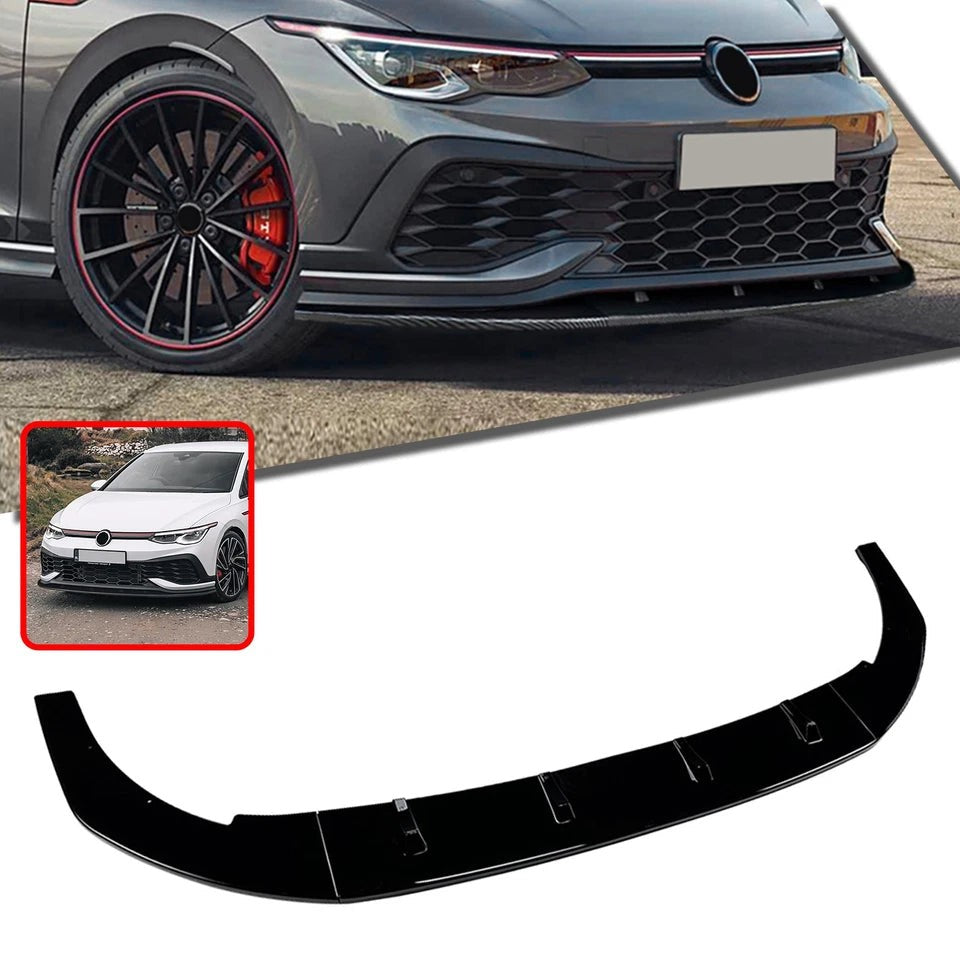 Volkswagen Golf MK8 GTI CS/ R 2020+ - Gloss Black 3-Piece Front Splitter