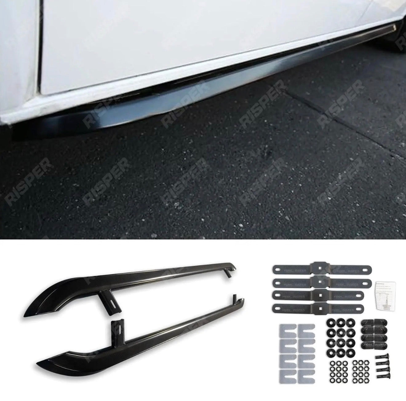 VW TRANSPORTER T5 & T6 SWB 2003-2023 TRAPEZOID SIDE BARS IN GLOSS BLACK