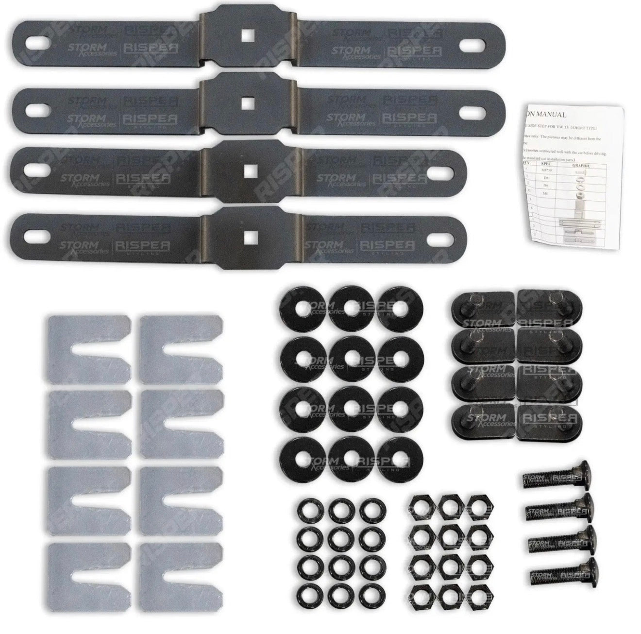 VW TRANSPORTER T5 & T6 SWB 2003-2023 TRAPEZOID SIDE BARS IN GLOSS BLACK