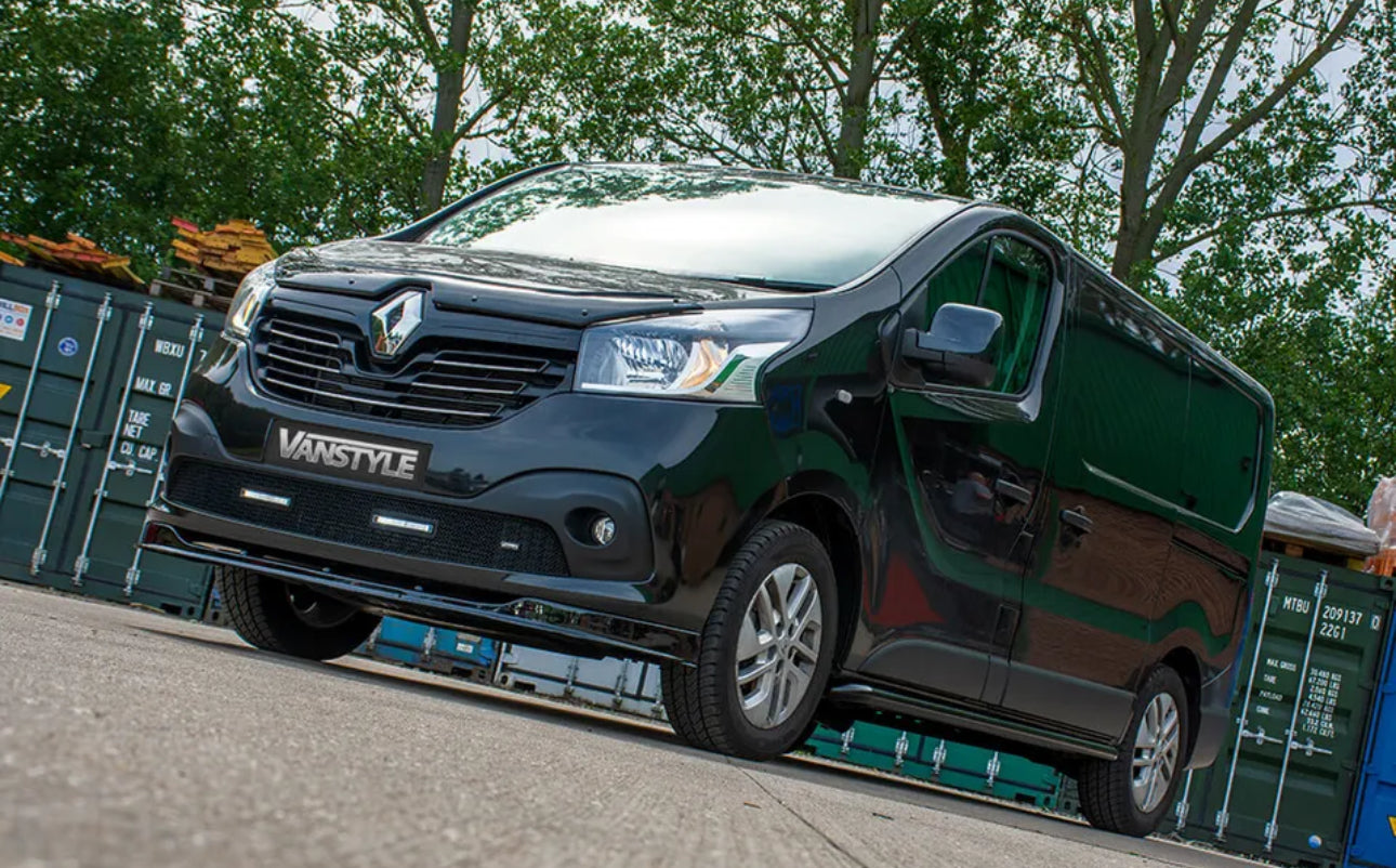 RENAULT TRAFIC - VAUXHALL VIVARO 14> BLACK SPORTLINE SIDE BARS SWB STEEL POWDER COATED BAR