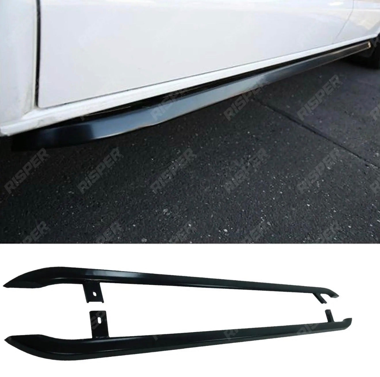 VW TRANSPORTER T5 & T6 SWB 2003-2023 TRAPEZOID SIDE BARS IN GLOSS BLACK