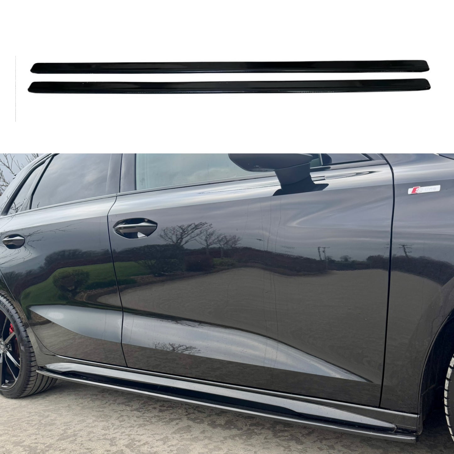 Audi A3 8Y 2021+ Gloss Black Side Skirts - For S-Line Model