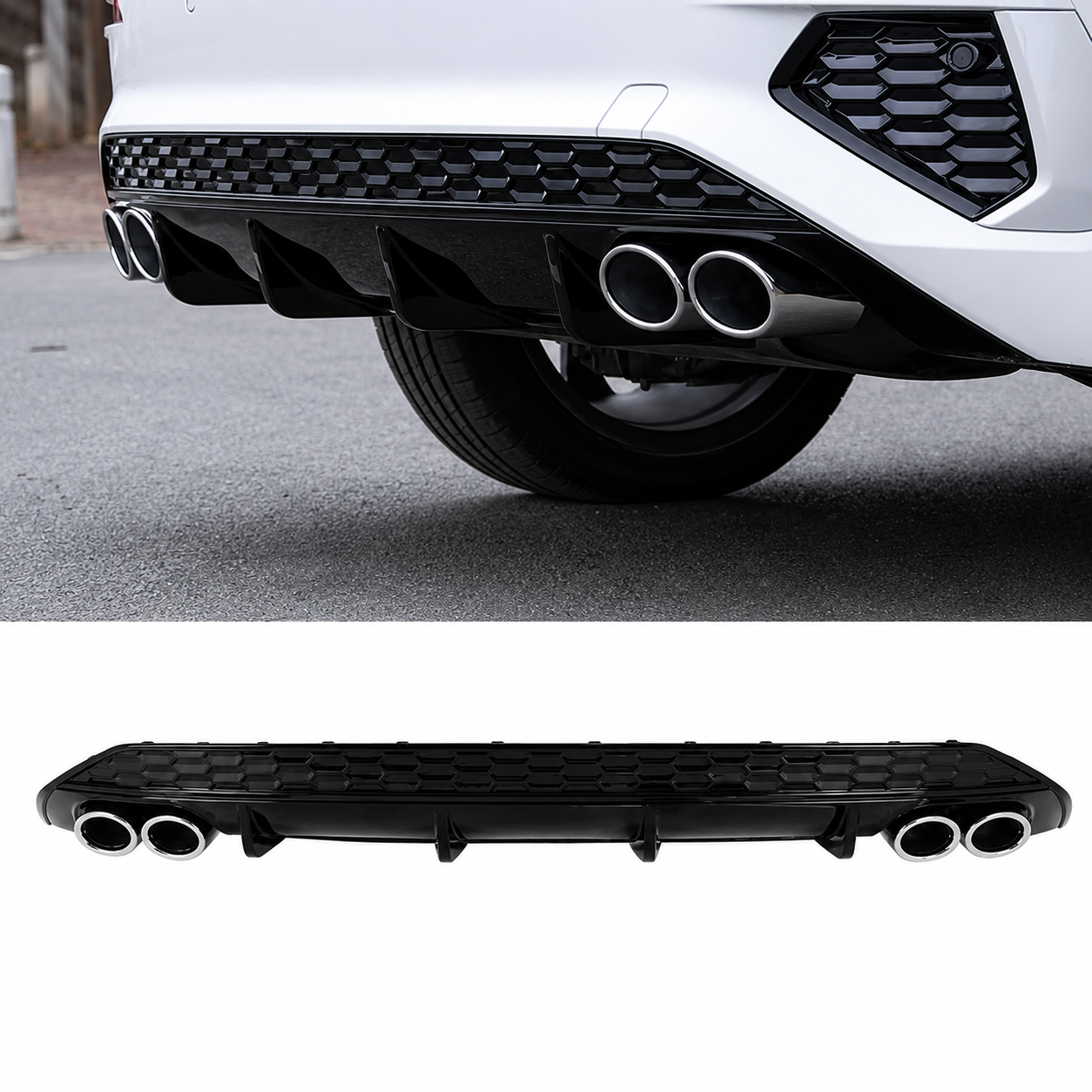 Audi A3 8Y 2021-2023 Rear Diffuser w/ Built in Tips S3 Style