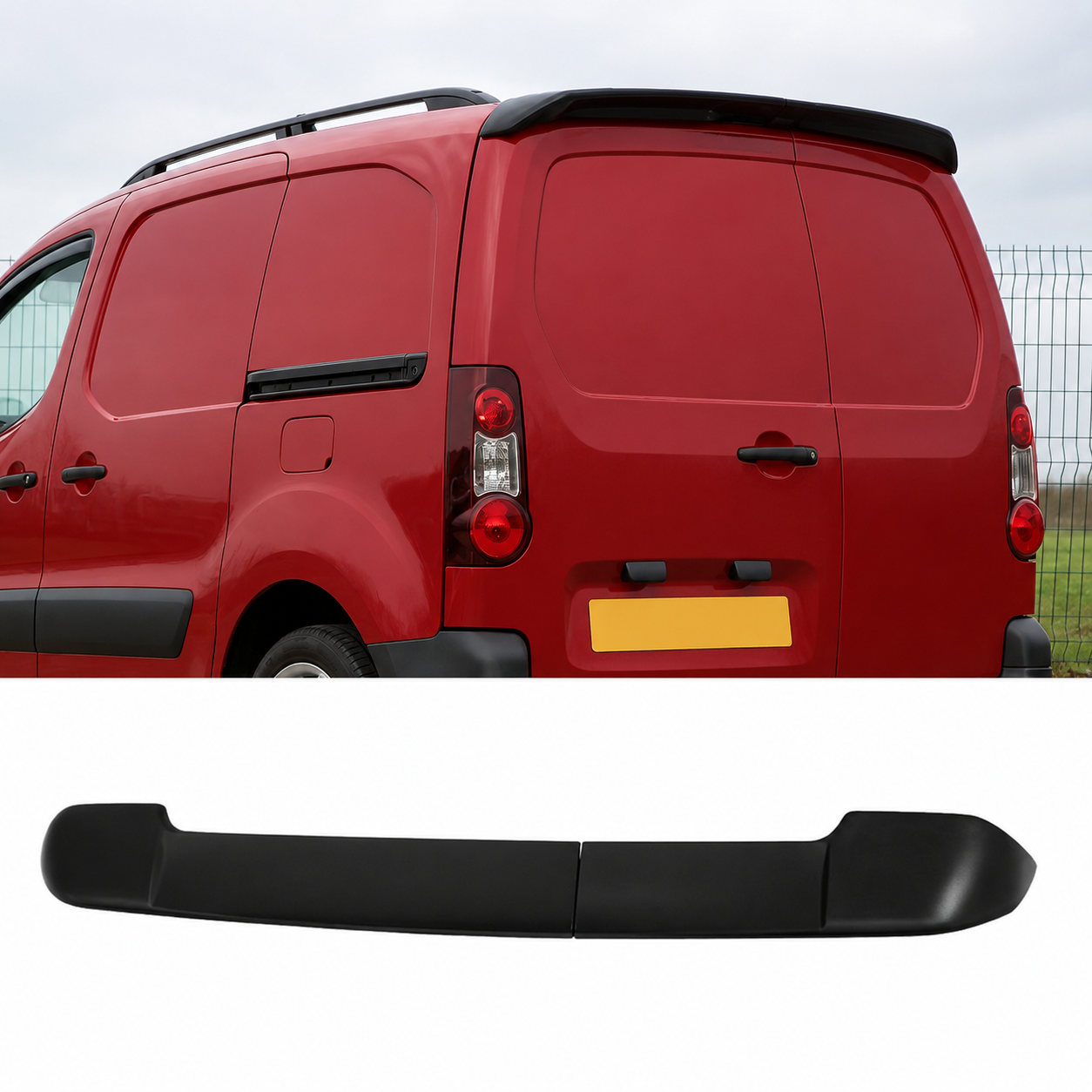 Rear Spoiler (Barn Doors) In Gloss Black For Citroen Berlingo 2008 On