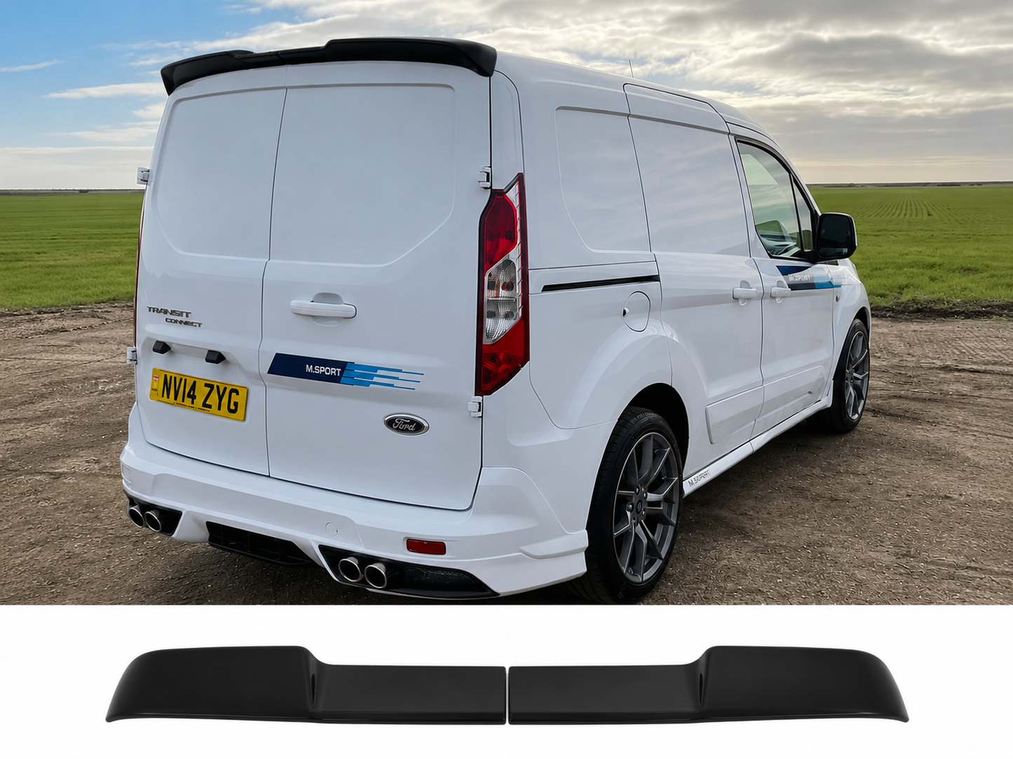 Ford Transit Connect 2014-2024 Rear Spoiler in Gloss Black Barn Door