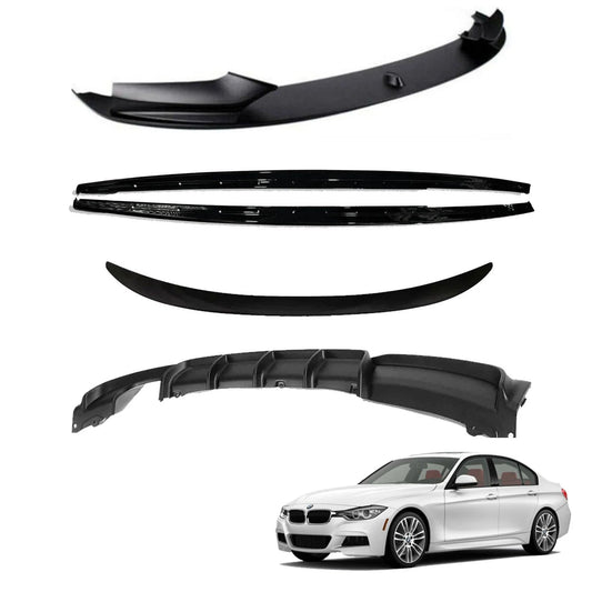 BMW 3 Series F30 2012-2018 Matte Black Full Body Kit - 3 Diffuser Options