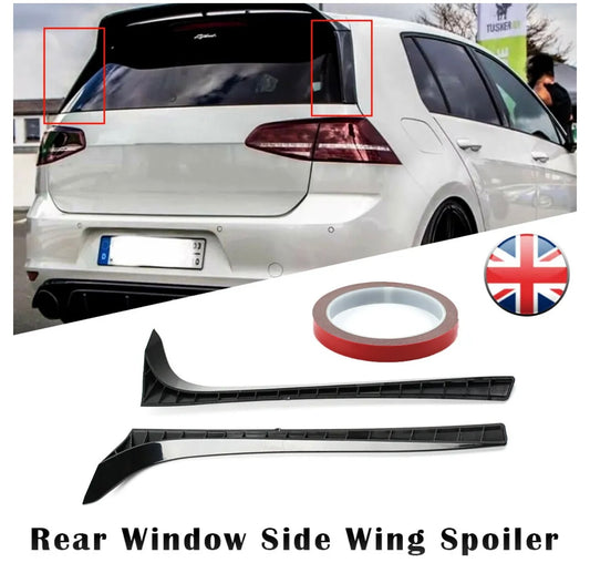 Pair Black Rear Window Spoiler Side Wing For VW Golf 7 7.5 MK7 MK7.5 2014 - 2018