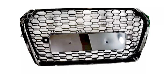 Audi A4 / S4 B9 2016-2019 Gloss Black Badgeless Style Honeycomb Grill