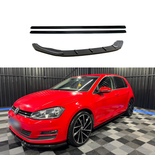 Volkswagen Golf Mk7 2013-2017 Gloss Black Side Skirts and Front Splitter - For Standard Model