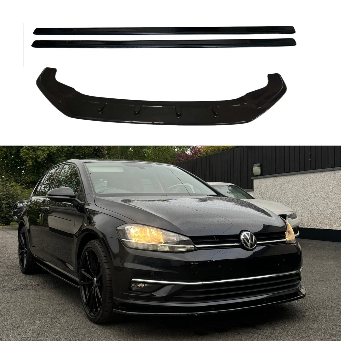 Volkswagen Golf Mk7.5 2017-2020 Gloss Black Front Splitter and Side Skirts - For Standard Model