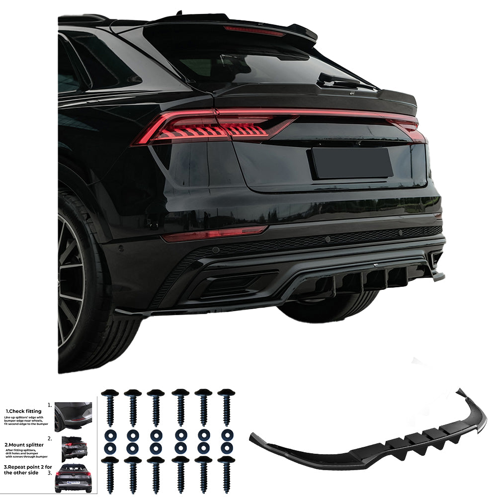 Rear Diffuser with Spats compatible with AUDI Q8 S-Line Mk1 2018-2023