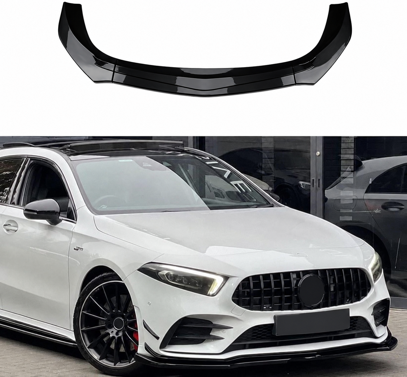 Mercedes A-class 2018+ W177 Front Splitter Lip Gloss Black