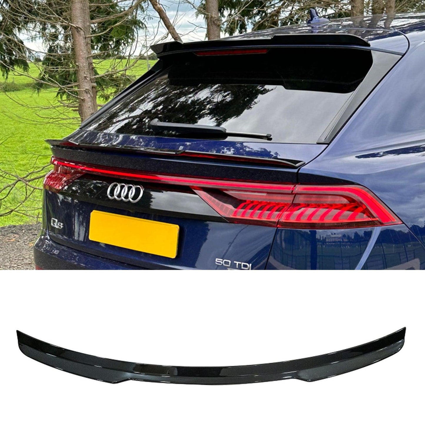 Audi Q8 2018+ Gloss Black Lower Spoiler Lip Extension