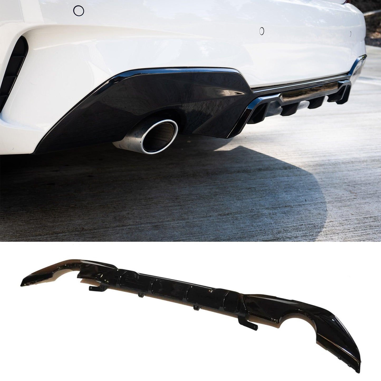 BMW 3 Series G20 2019-2021 (Pre-LCI) Gloss Black M Performance Rear Diffuser - Dual Exit