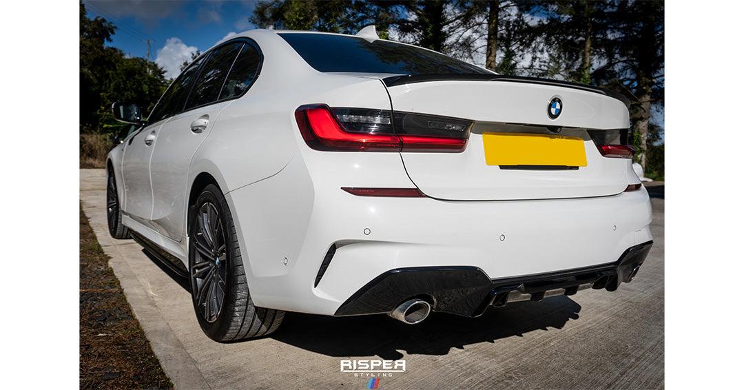 BMW 3 Series G20 2019-2021 (Pre-LCI) Gloss Black M Performance Rear Diffuser - Dual Exit