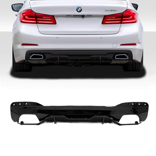 BMW 5 Series G30/G38 (pre-LCI 2017-2020) MP Rear Diffuser - Dual Exit Gloss Black