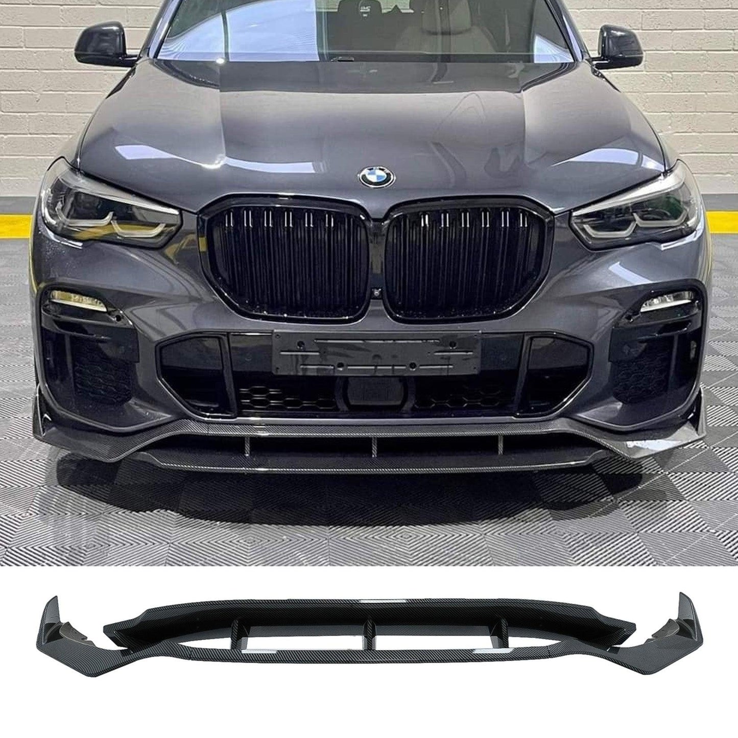 BMW X5 G05 2018+ - Black Knight Front Splitter in Carbon Look