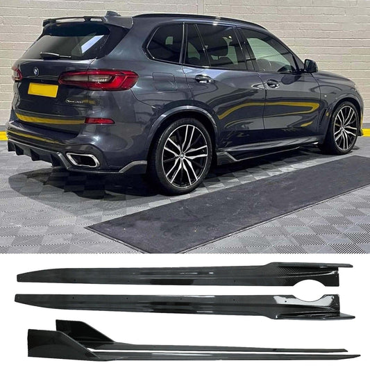 BMW X5 G05 2018+ - Black Knight Side Skirt Splitters in Carbon Look