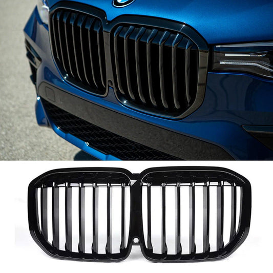 BMW X7 G07 2018 On - Front Grill - Solid Slat Style In Gloss Black