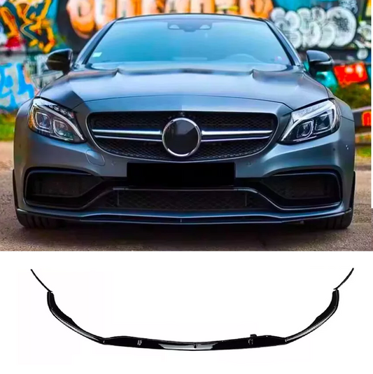 Mercedes C Class C63 AMG Gloss Black Front Splitter Spoiler Lip Body Kit 2015-22