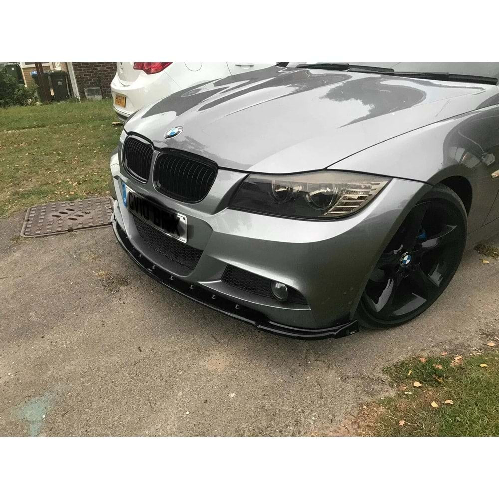 BMW 3 Series E90 LCI 08-11 Gloss Black Refined Style Front Splitter