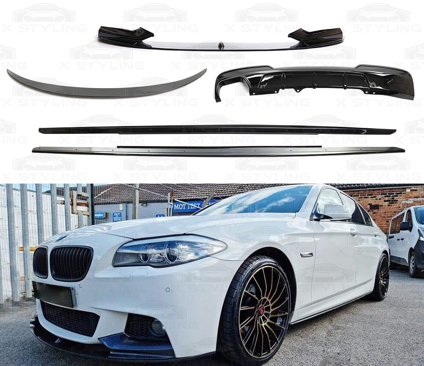 BMW 5 Series F10 M Performance Style Body Kit Gloss Black 2010-16