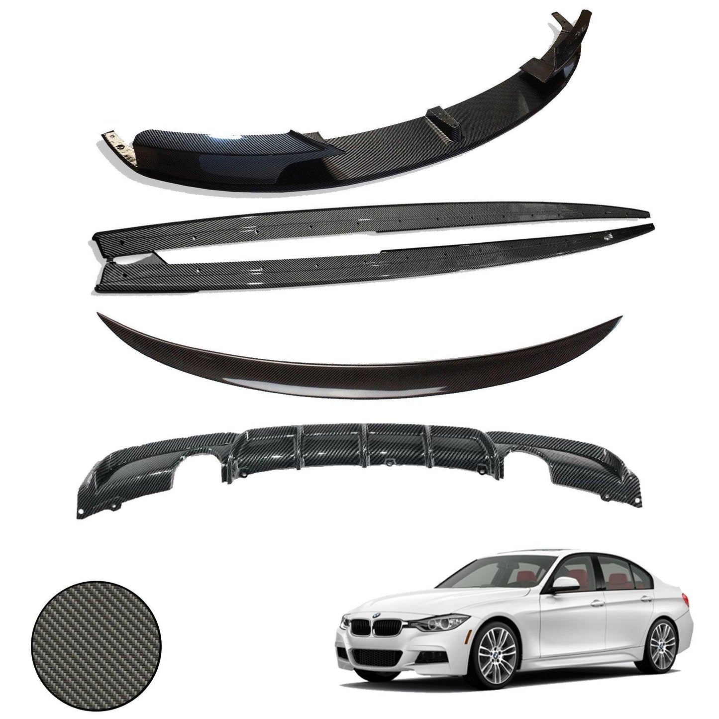 BMW 3 Series F30 2012-2018 Carbon Look Full Body Kit - 3 Diffuser options