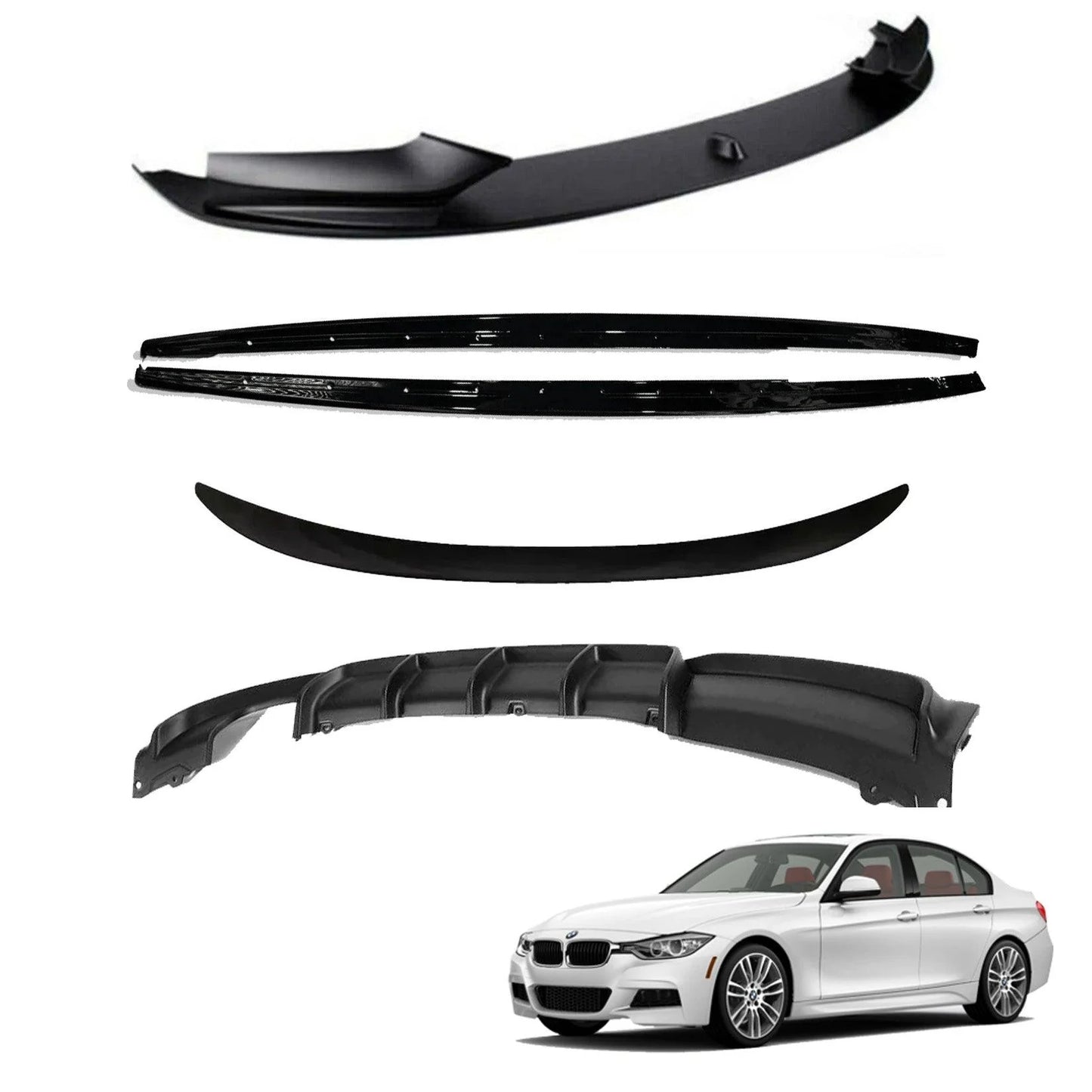 BMW 3 Series F30 2012-2018 Gloss Black Full Body Kit - 3 Diffuser Options