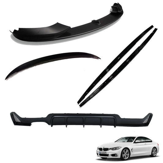 BMW 4 Series F32 2014-2020 Matte Black Full Body Lip Kit - 3 Diffuser Options