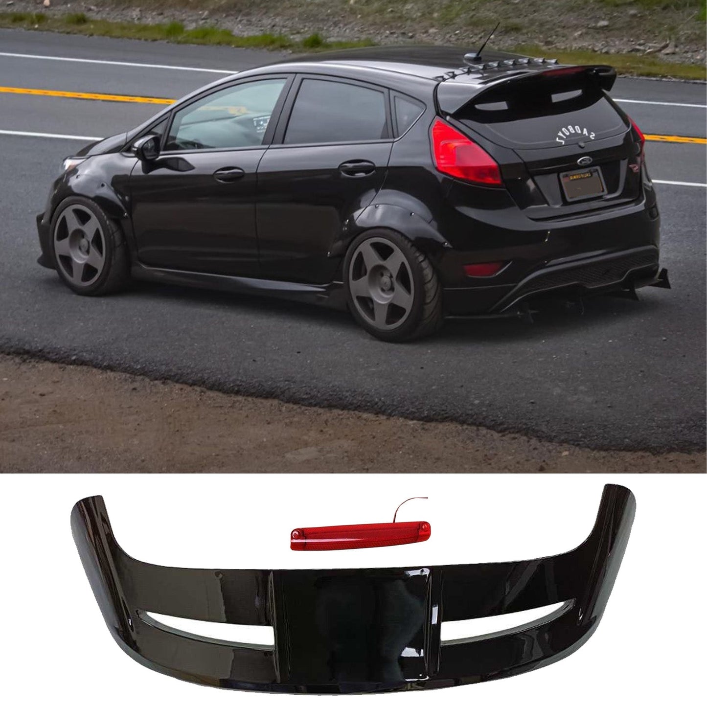 Ford Fiesta MK7 MK7.5 2009-2019 'ZS ST Look' Rear Spoiler in Gloss Black