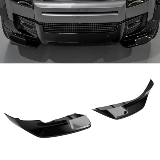 Land Rover Defender L663 90/110/130 2020 On – Front Bumper Lower Wide Body Canards in Gloss Black