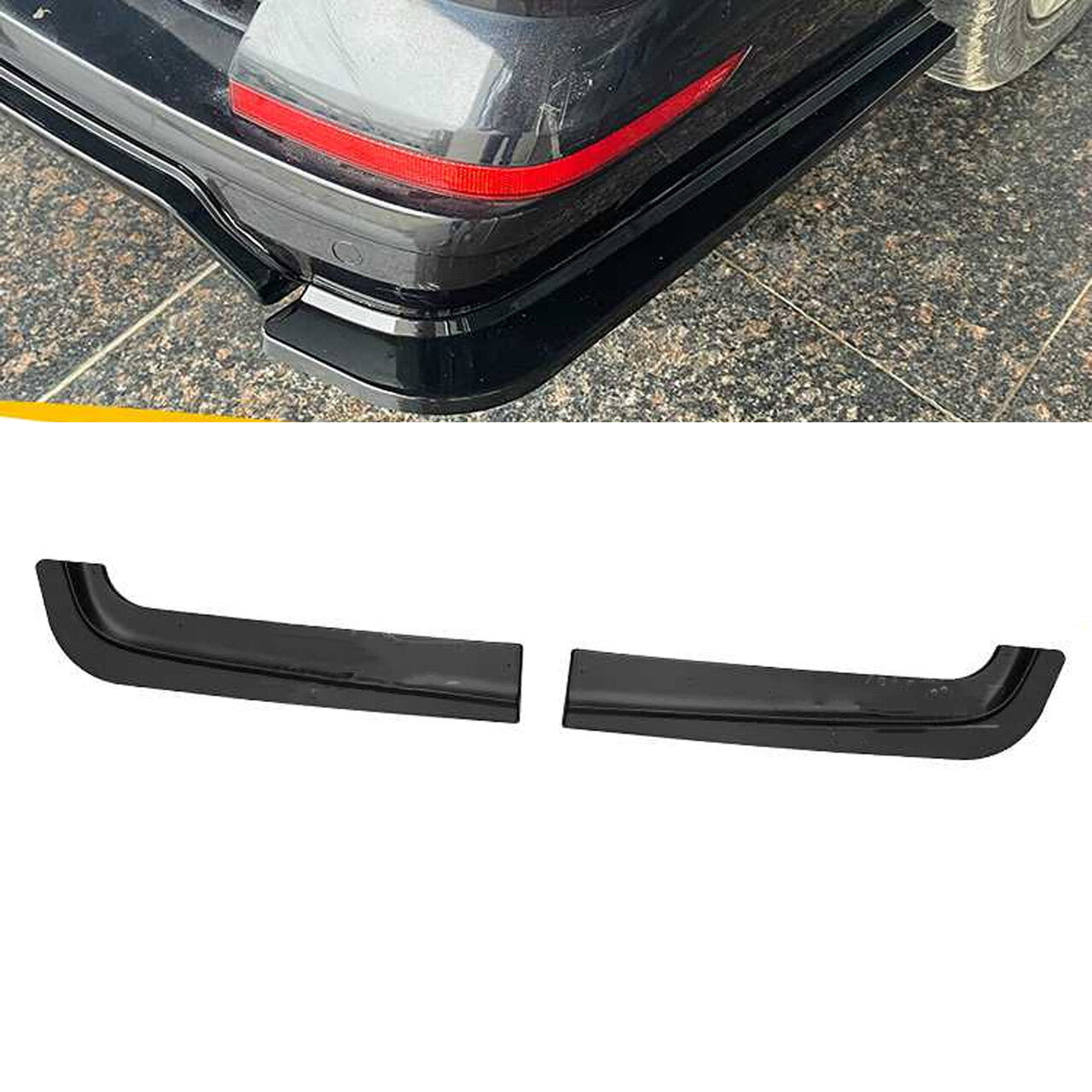 VOLKSWAGEN TRANSPORTER T6 2015-2019 REAR BUMPER SPLITTERS IN GLOSS BLACK