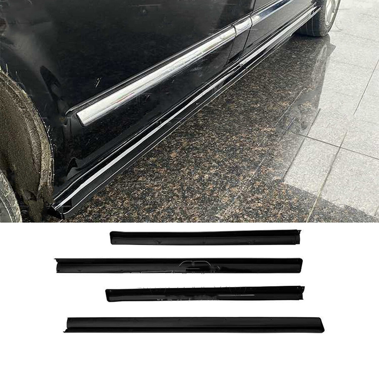 VOLKSWAGEN TRANSPORTER T6 2015-2019 SIDE SKIRT SPLITTERS 2 PIECE IN GLOSS BLACK