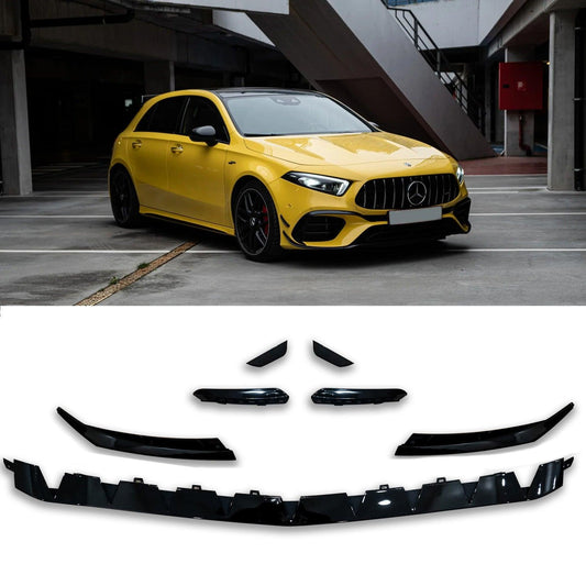 MERCEDES A CLASS A35 AMG LINE W177 2018+ - FRONT SPLITTER LIP KIT - GLOSS BLACK