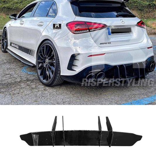 MERCEDES A CLASS AMG 2019+ W177 - REAR BLADE STYLE DIFFUSER - GLOSS BLACK