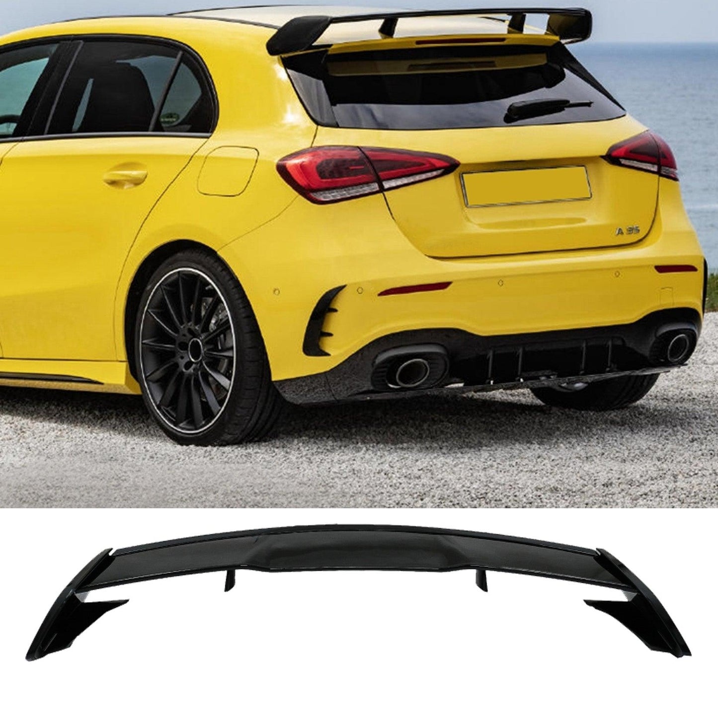 MERCEDES A CLASS W177 2018+ - A45 STYLE REAR SPOILER - GLOSS BLACK