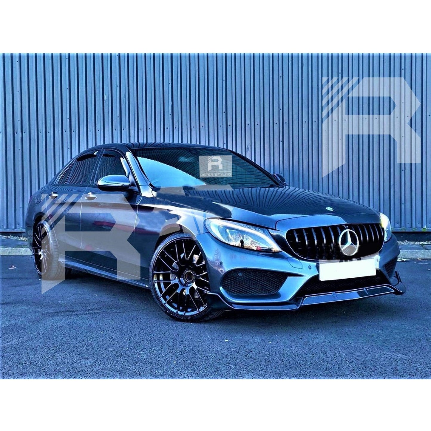 Mercedes C-Class W205 2015-2018 'C63S Brabus Style' Front Splitter Lip In Gloss Black