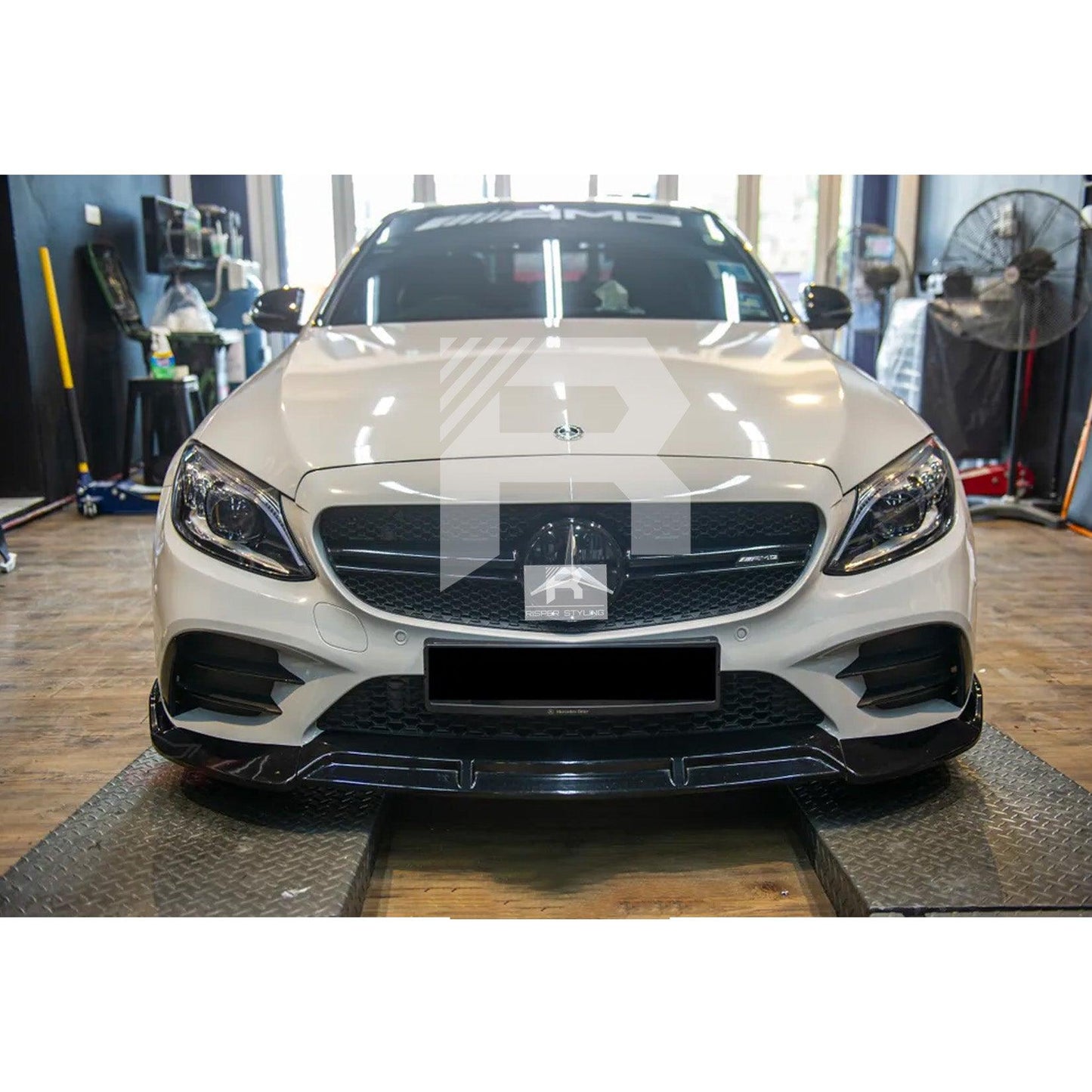 Mercedes C-Class W205 2019-2022 Facelift 'C63S Brabus Style' Front Splitter Lip - Gloss Black