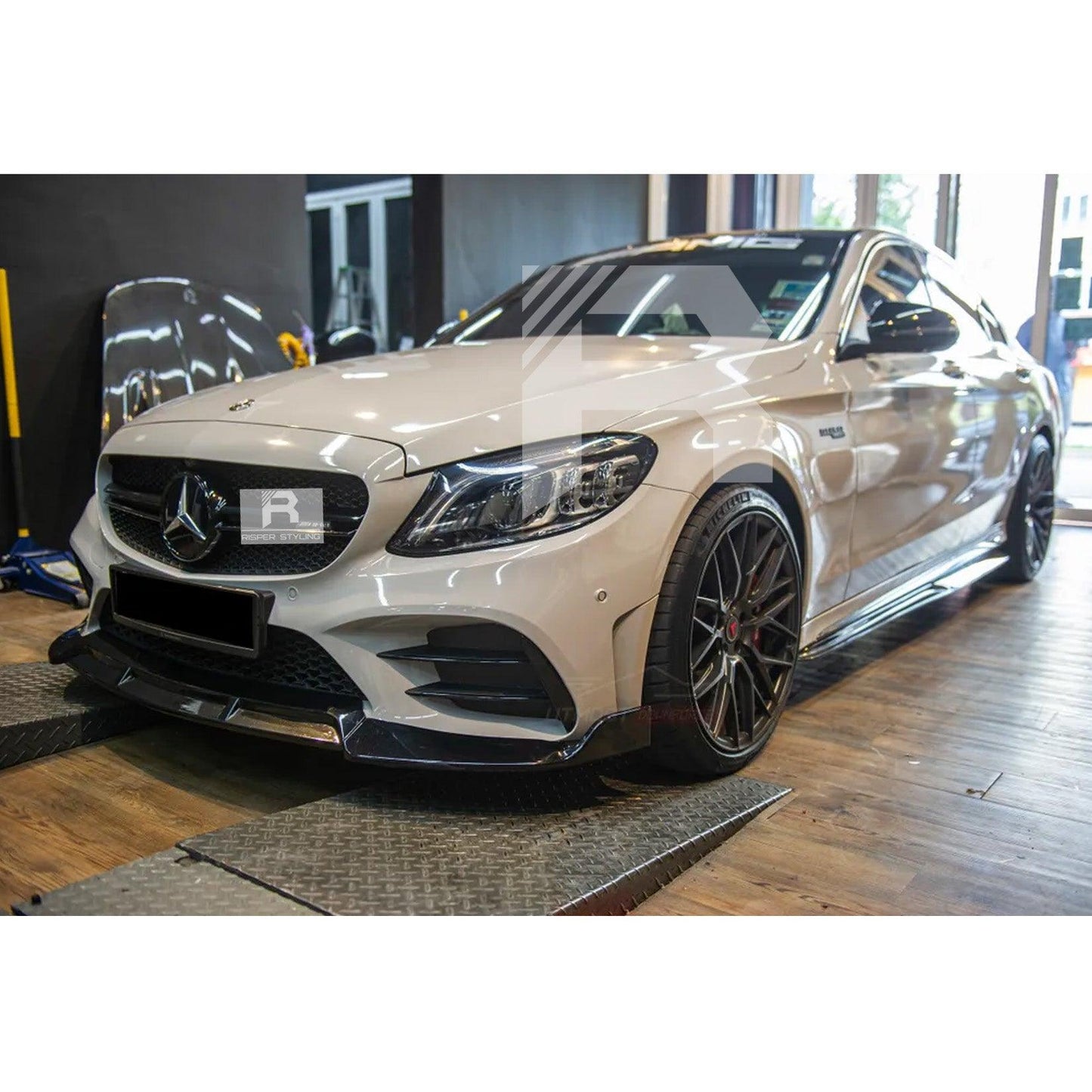 Mercedes C-Class W205 2019-2022 Facelift 'C63S Brabus Style' Front Splitter Lip - Gloss Black